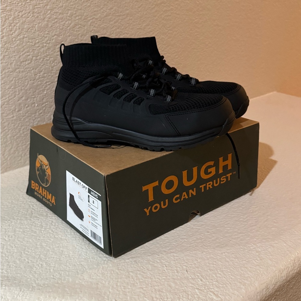 Brahma Black Athletic Shoes with Knit Upper